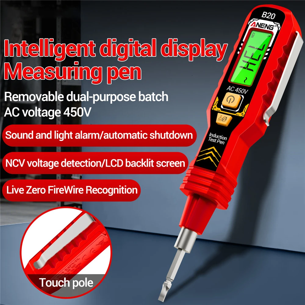 B20 LCD Digital Voltage Tester Double Head Screwdriver AC 30V-1000V Voltage Detector NCV Voltage Electrical Induction Test Pen