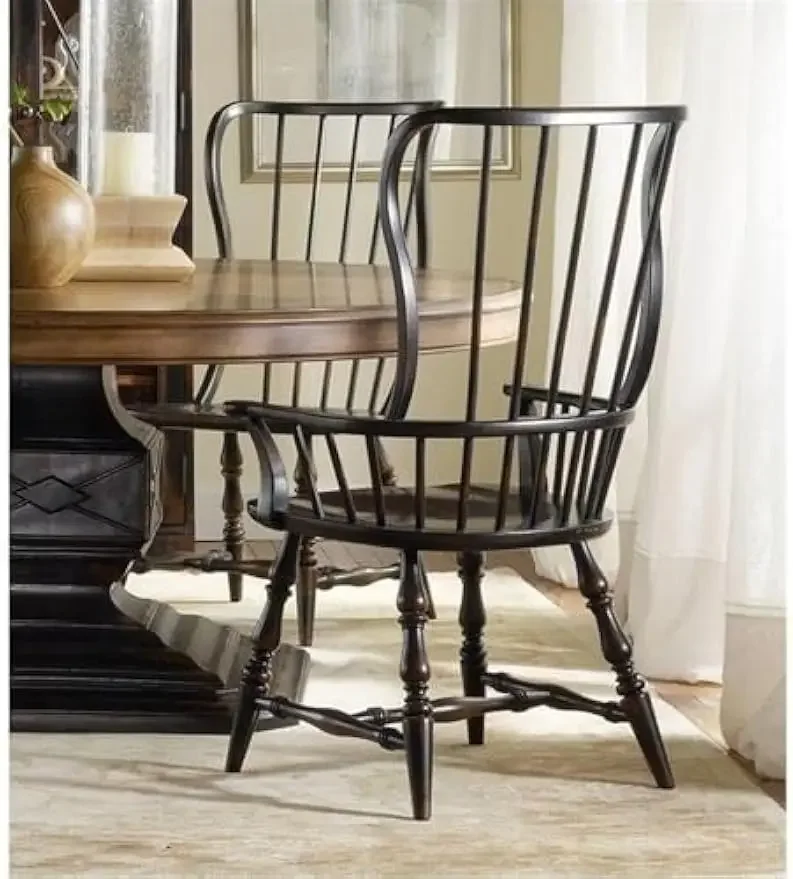 Sanctuary Spindle Dining Arm Chair in Ebony (Set of 2)