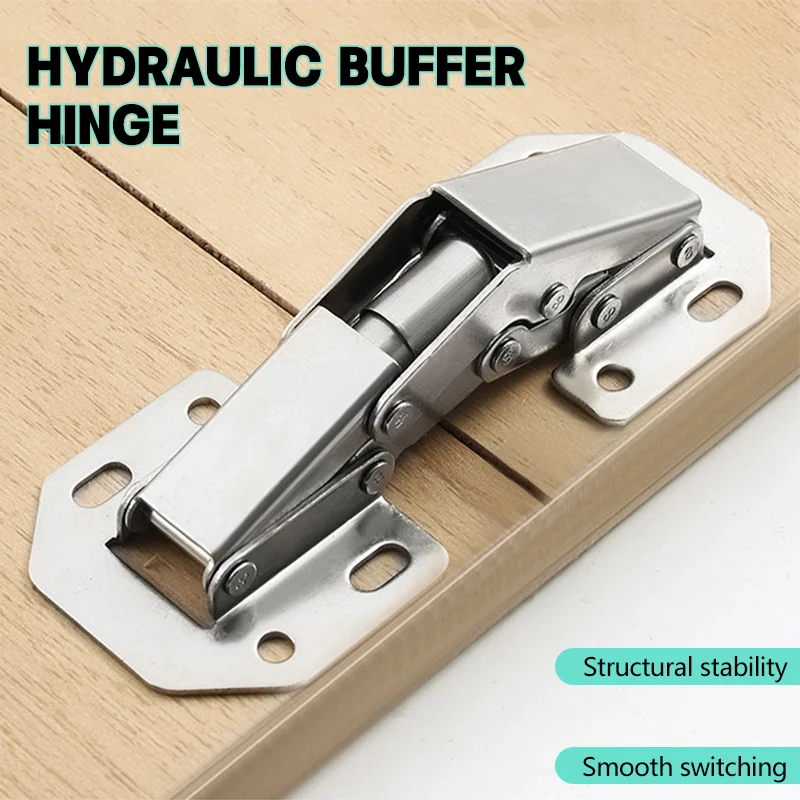 

90 Degree Steel Cabinet Hinges No-Drilling Hole Door Close Hinges HoleHydraulic Buffer Hinge Furniture Hardware Accessories