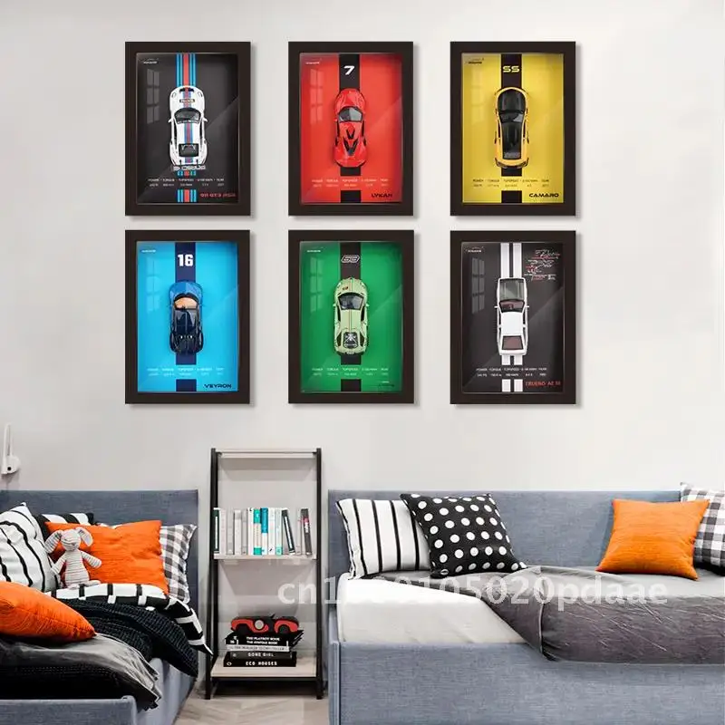 

1/32 Scale Alloy Metal Sports Car Model Photo Frame Version 3D Racing Car Hanging Decoration Ideal Collection Item Kids Gift