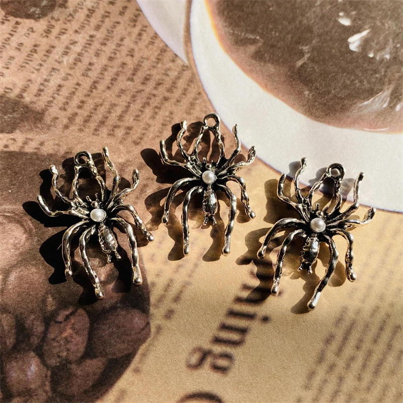 10pcs Antique Color Spider Charms Gothic Alloy Animal Pendant For Necklace Earring DIY Jewelry Make