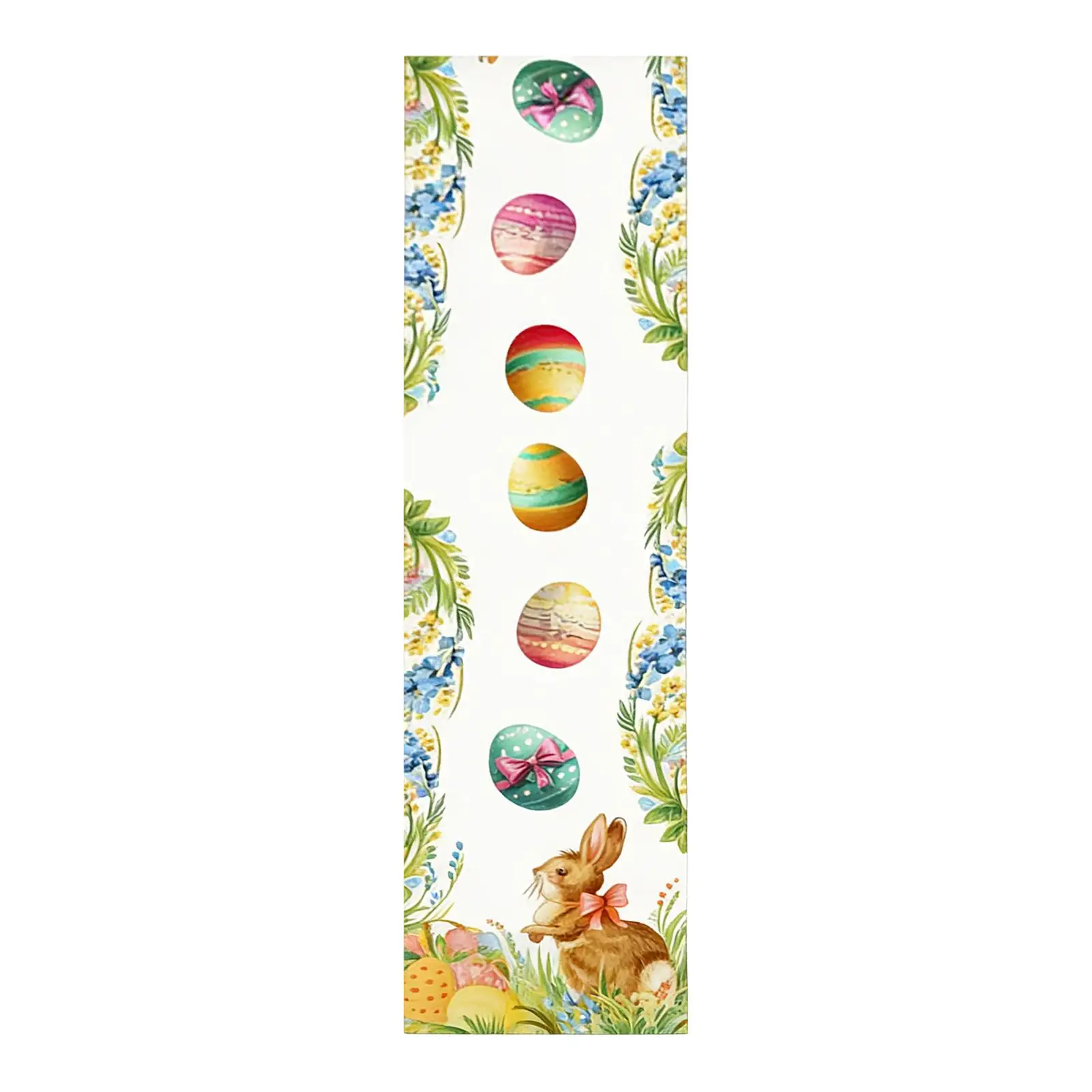 Spring Table Runner 72in Hand-Painted Rabbit Egg Tablecloth Easter Table Decorations For Family Friends Adults Men Women Party