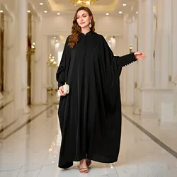 Long Dress Kaftan Islam Ramadan Caftan Femme Robe Modest Abayas Women Eid Muslim Solid Vestidos Arab Jalabiya Morocco Dubai