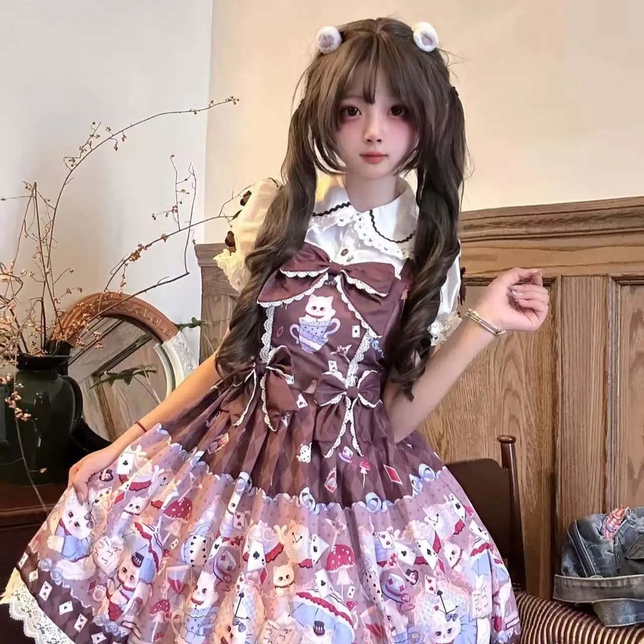 SOIOMES Oryginalny [Alice's Tea Meow Club] Lolita Autentyczny Projekt JSK Jesień/Zima Codzienna Spódnica LO Słodka i Urocza