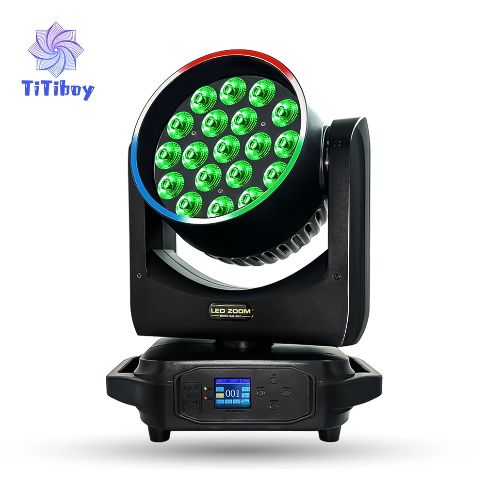 TiTiboy 19x15w RGBW Zoom Lighting Moving Stage Light for DJ Par Led Wash Beam Bar Party DMX512 Karaoke Dance Hall