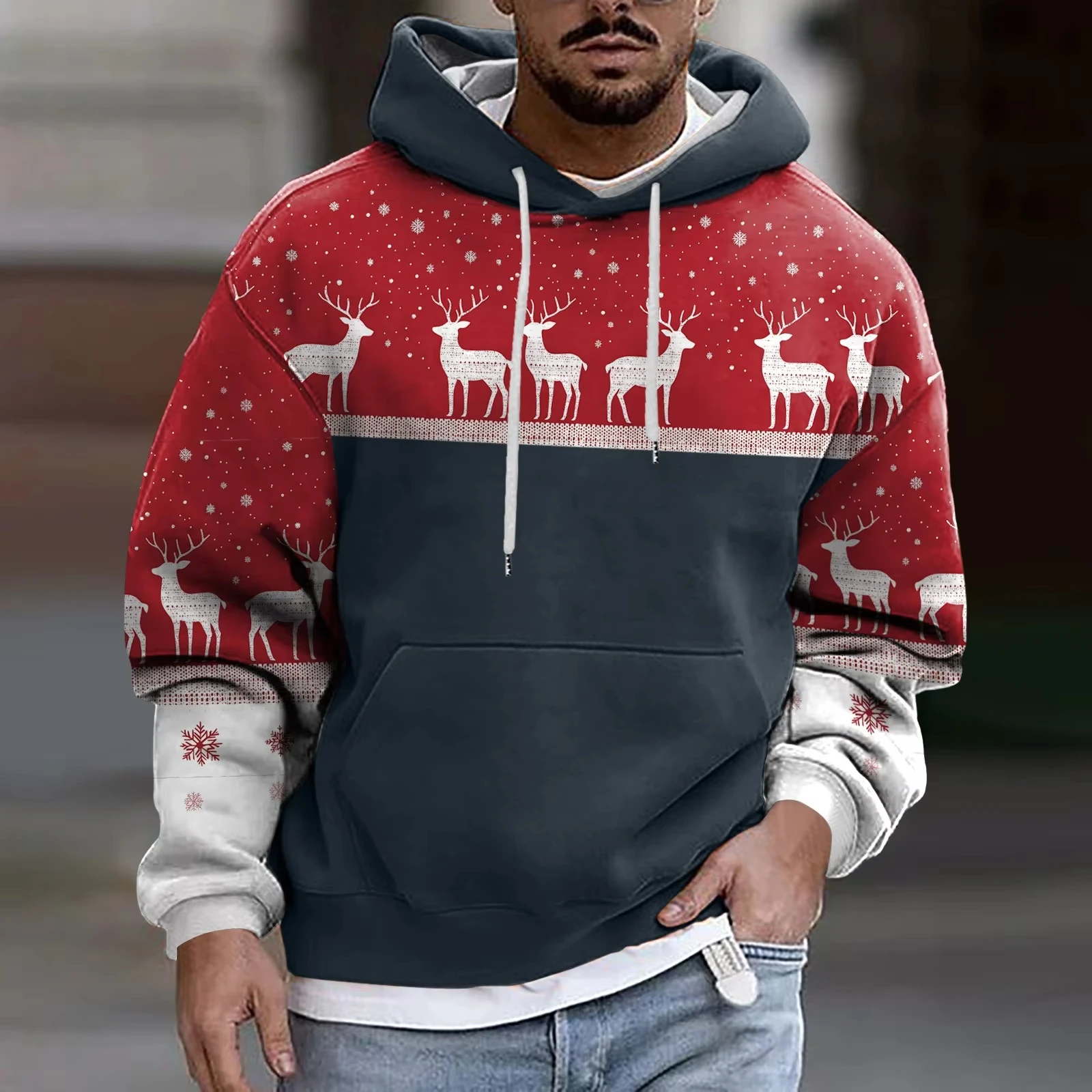 

Christmas Men's Sweatshirt 3D Print Bow Tie Cosplay Long Sleeve Pullover Autumn Winter Christmas Elements Fashion Men Clothing