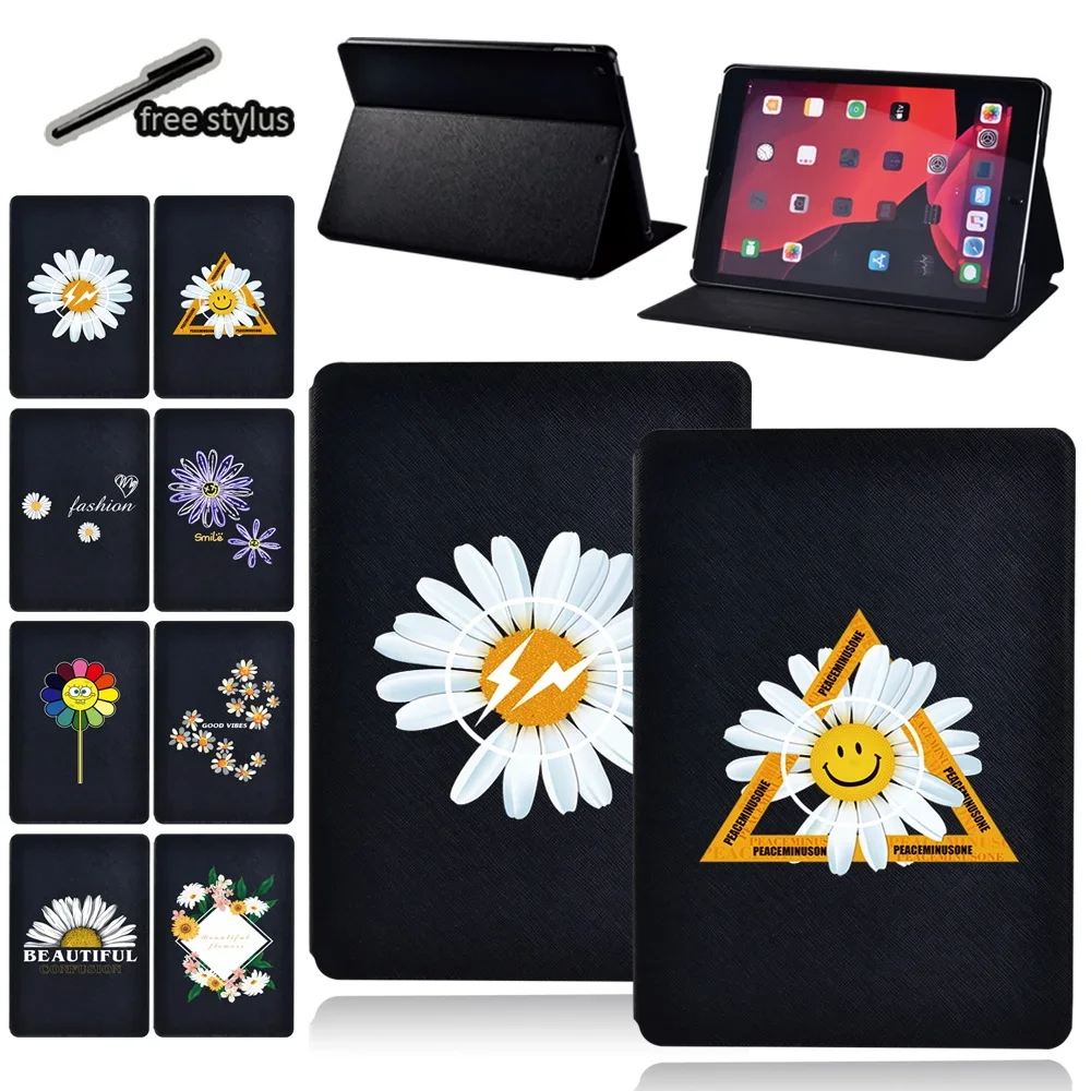 

Tablet Stand Case for Apple IPad Air 4 5 10.9 Inch/IPad Pro 11"/Pro 9.7" 10.5"/Air1 3 2 Daisy Print Pu Leather Shockproof Cover