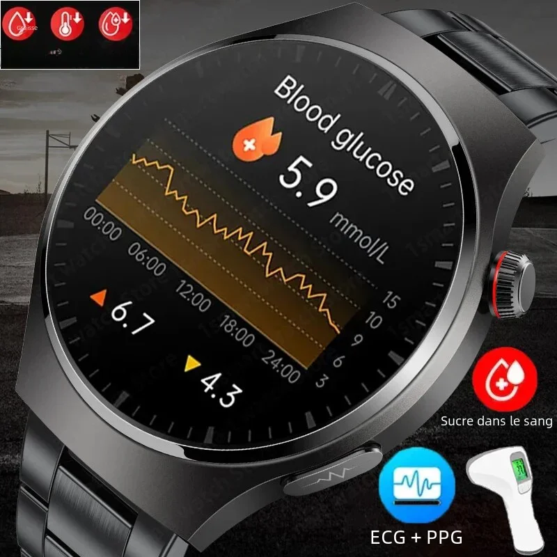 LIGE ECG + PPG Smartwatch lipides sanguins acide uricique sang oxygène montre intelligente hommes