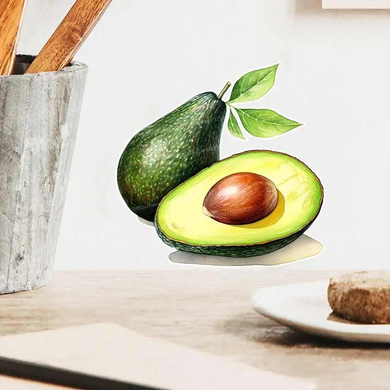 Avocado Healthy Food Wall Stickers Kitchen Decoration Dining Room Living Room Refrigerator Home Decoration Decals S869