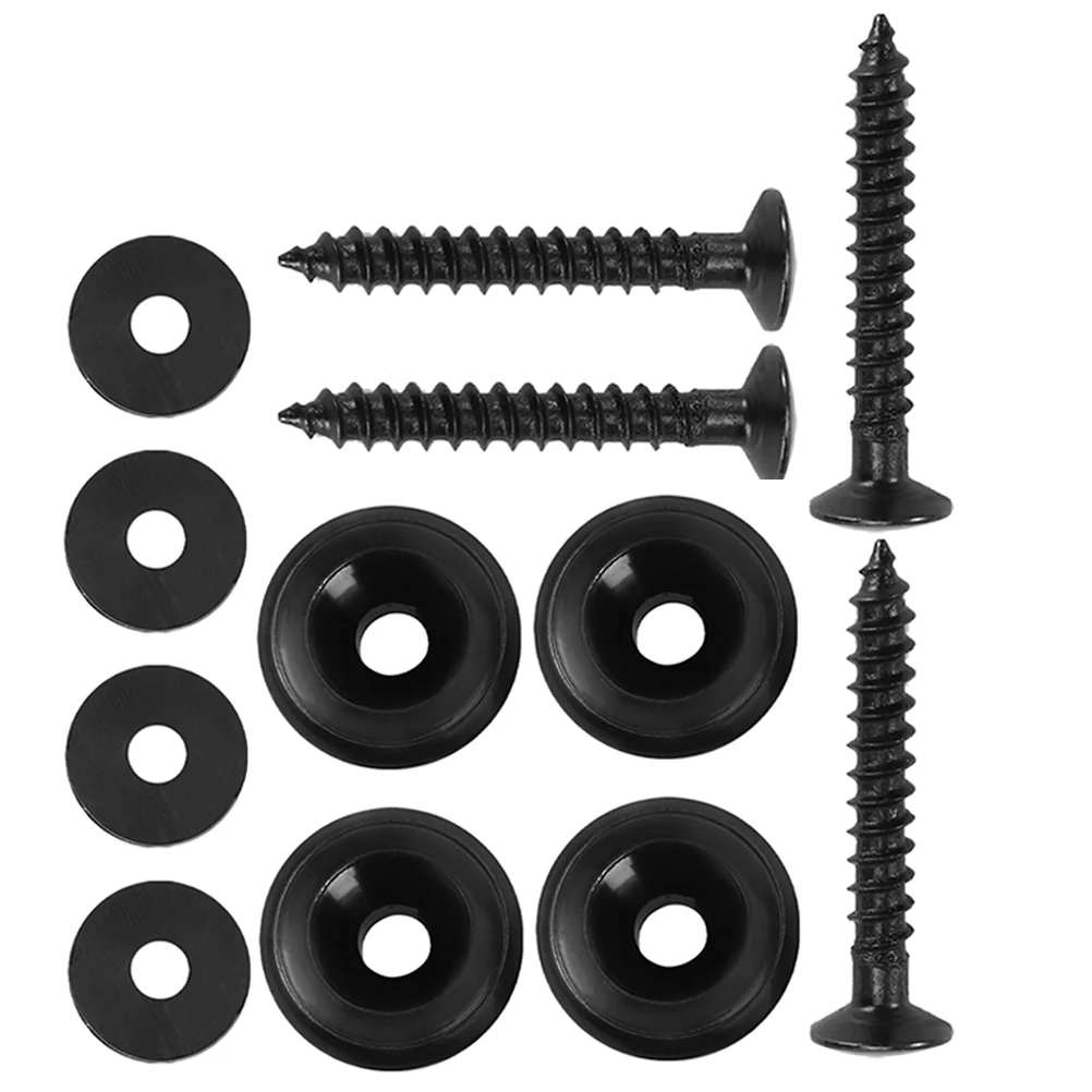 

4Set Guitar Strap Lock Metal Buttons Durable Anti-Slip Strap Buckle with Washer for Acoustic Electric Bass Guitar