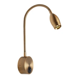 Tokili Antique Brass Wall Sconces Electric Wired 3W AC100-240V Adjustable Reading Lamp Focused Lens Eye-Caring Study Lighting