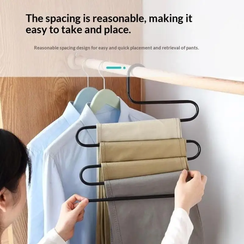 (5 Layers Nonslip Clothes Hangers Rack Multifunctional Pant Storage Organizer With Multi Hanging Options)