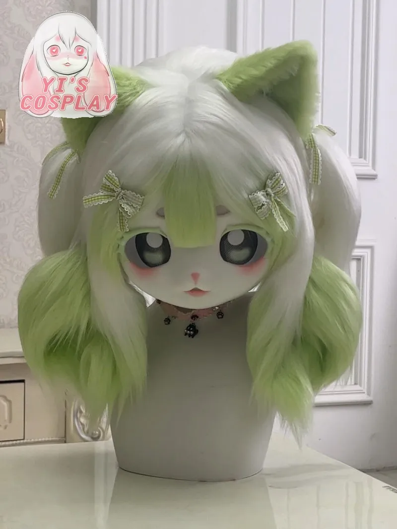 

Yis cosplay Custom Furry head Kigurumi Head Cosplay Kemono Fursuit Handmade Headsets Beast Customized Fursuit Kemono Head