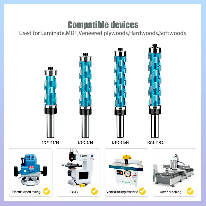 Flush Trimming Bit Flush Trim Router Bit Set 1/2 Inch Shank  Double Bearing Round Shank Carbide Milling Cutter Woodworking Tool