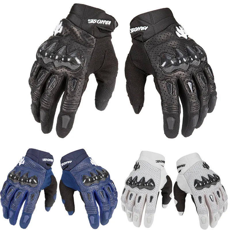 

KAHOSE Motorcycle Racing Gloves Men Leather Gloves Summer Breathable Motorbike Guantes Moto Motocross Cycling Gloves Protective