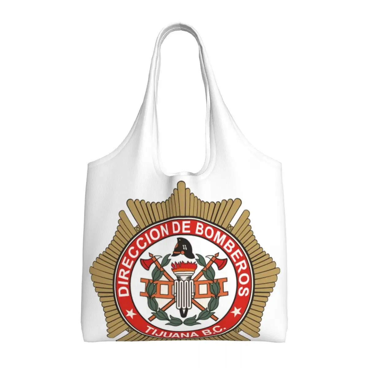 Bomberos Firefighter Canvas Shopping Bag Women Washable Big Capacity Grocery Fireman Fire Rescue Shopper Tote Bags Handbags