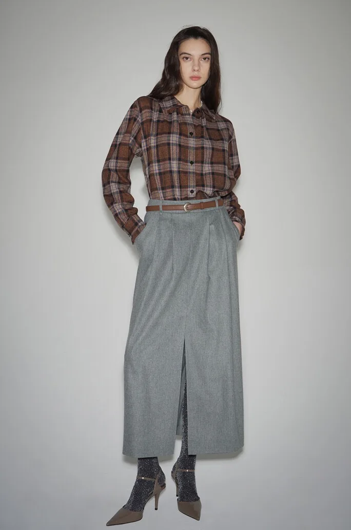 Faionable Casual Plaid Irt Lemon Cheese LAN25 Autumn Collection Umlegekragen Vielseitige Baumwollmischung aus der Beige-Serie