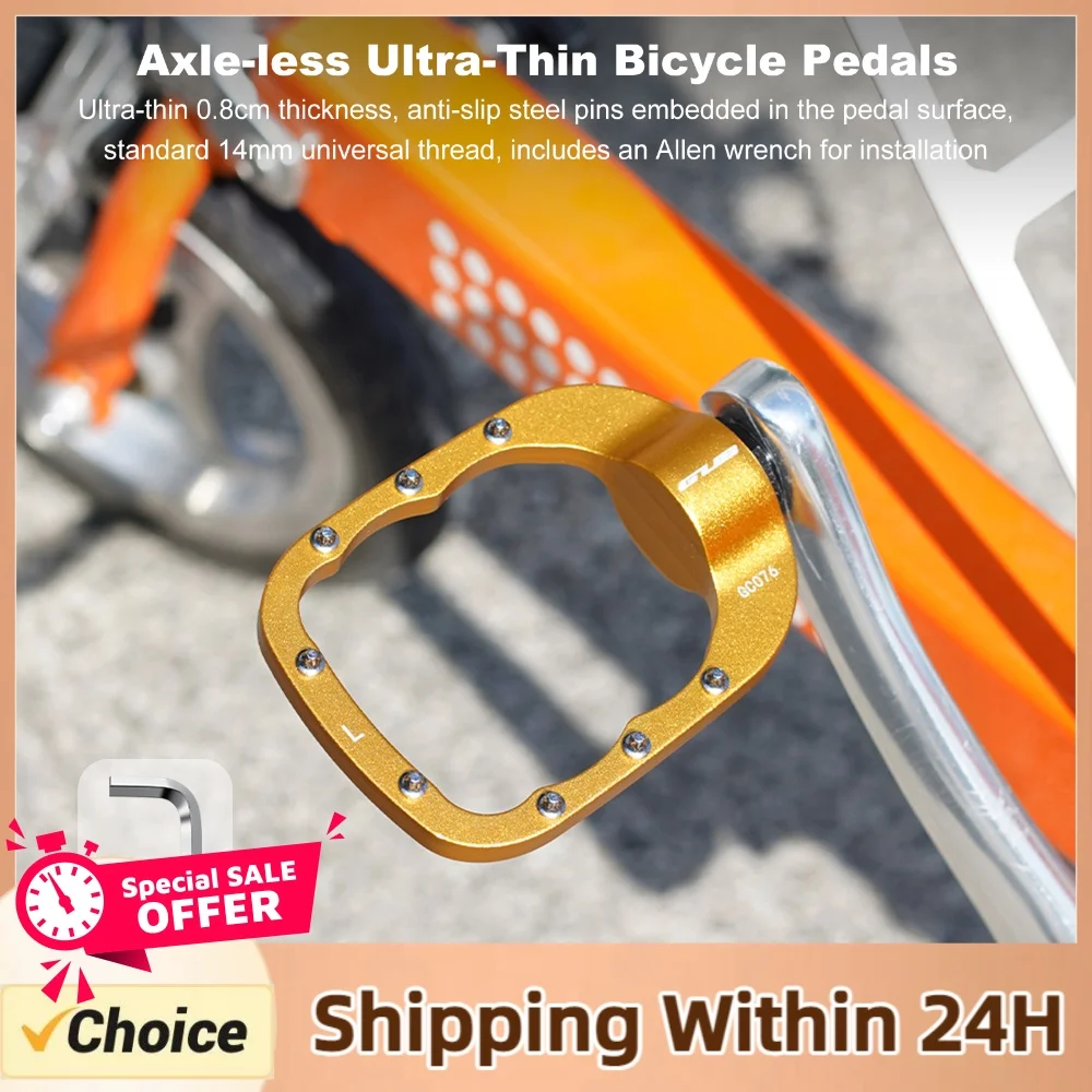 for GUB GC076 Axleless Ultra-Thin Bike Pedal with Anti-Slip Steel Pins Rustproof Aluminum Pedal for Road Cycling Efficiency