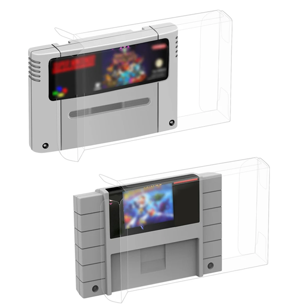 

10 шт. прозрачных пластиковых защитных коробок для игровых картриджей SNES, индивидуальные защитные футляры для версий PAL/NTSC (европейские, японские, американские)