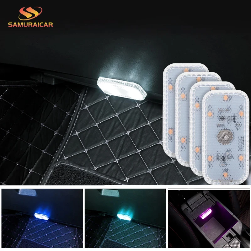 LED Touch Light Mini Wireless Car Interior Lighting Auto Roof Ceiling Reading Lamp for Door Foot Trunk Storage Box USB Charging