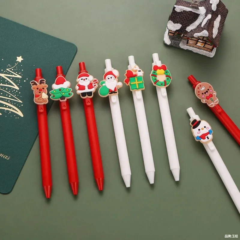 24Pcs Christmas new cute creative Santa snowman patch gender-neutral pen, Christmas stationery gifts