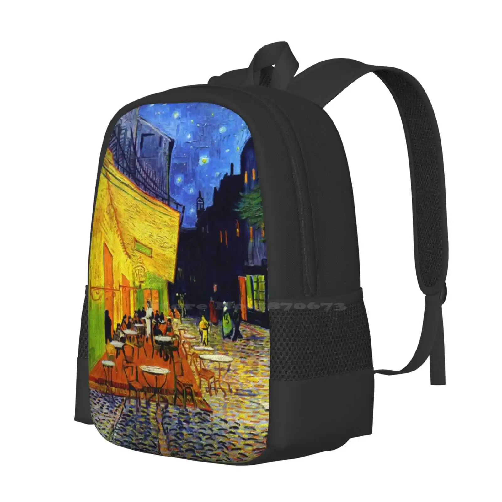 Cafe Terrace At Night-Van Gogh Hot Sale Backpack Fashion Bags Cafe Terrace At Night Fine Art France Scenic Scenery Travel