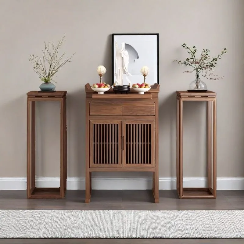 New Chinese-style Guanyin Offering Table Solid Wood Household of Wealth Tribute Cabinet Living Room Incense Burner Setting