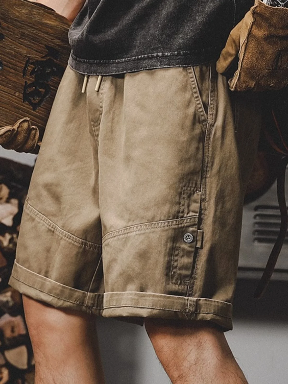 

Мужские летние свободные повседневные брюки-капри из чистого хлопка, плотные, американского стиля, размер 300 Pou, для работы