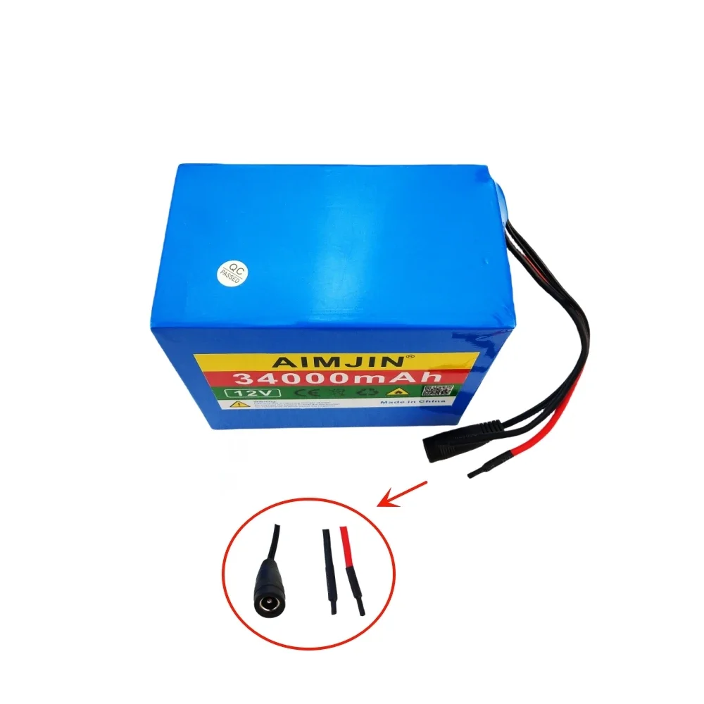 3S12P 12V 34Ah 34000mAh Rechargeable Li-Ion Battery, For LED Lamp Light Backup Power