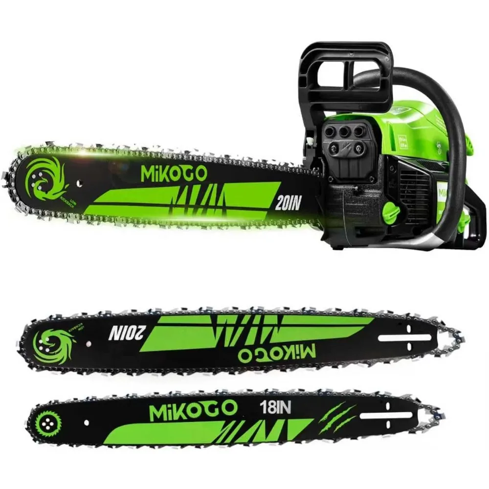2-Cycle 58CC Gas Chainsaw with 18 & 22 Inch Bars for Tree Cutting, Firewood, Logging