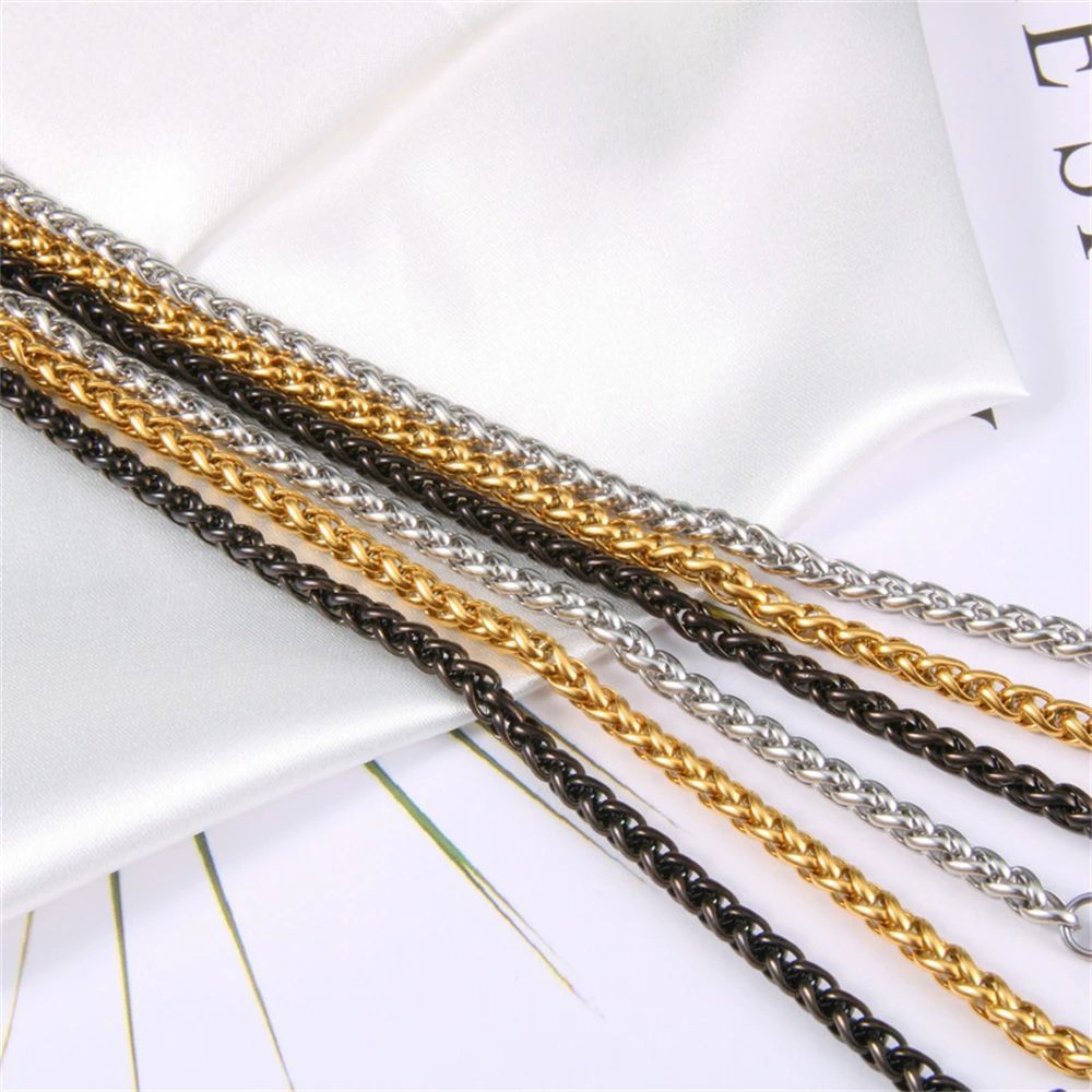 Stainless Steel Keel Chain Gold Color 3mm/5mm Thick Flower Basket Chain Necklace for Men Hip Hop Jewelry Silver Color Wholesale