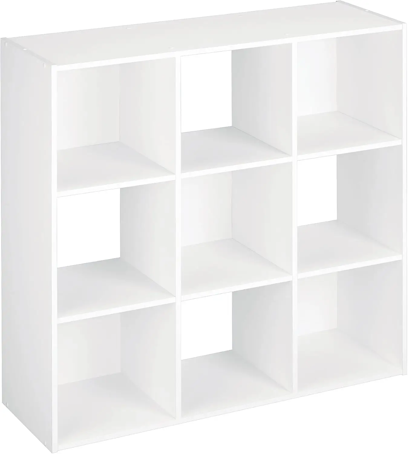 9 Cube Laminated Wood Reversible Stackable Open Bookcase Display Shelf Storage Organizer for Home and Office Organization, White