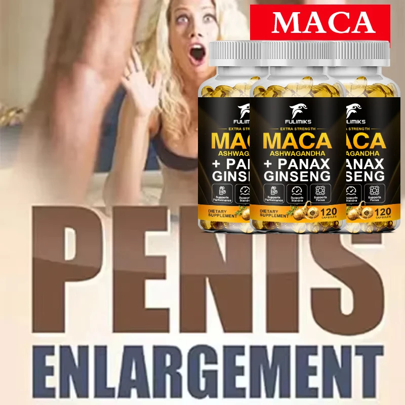 Maca Root Capsules 10,000mg + Korean Ginseng 1,400mg - Black + Red + Yellow Maca Root, Potent & Highly Pure, Energy & Endurance