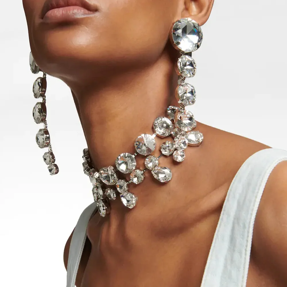Cross-border new necklace set, fashion exaggerated flow pendant earrings accessories Jewelry Set
