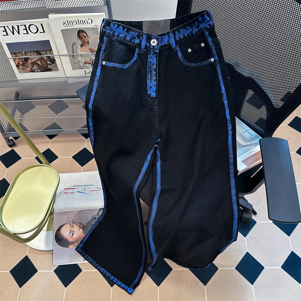 

Мужские джинсы в стиле ретро-американский кэжуал, широкие, прямые, с высокой талией, для осени, в стиле уличной моды из Гонконга, модель Haome Street.