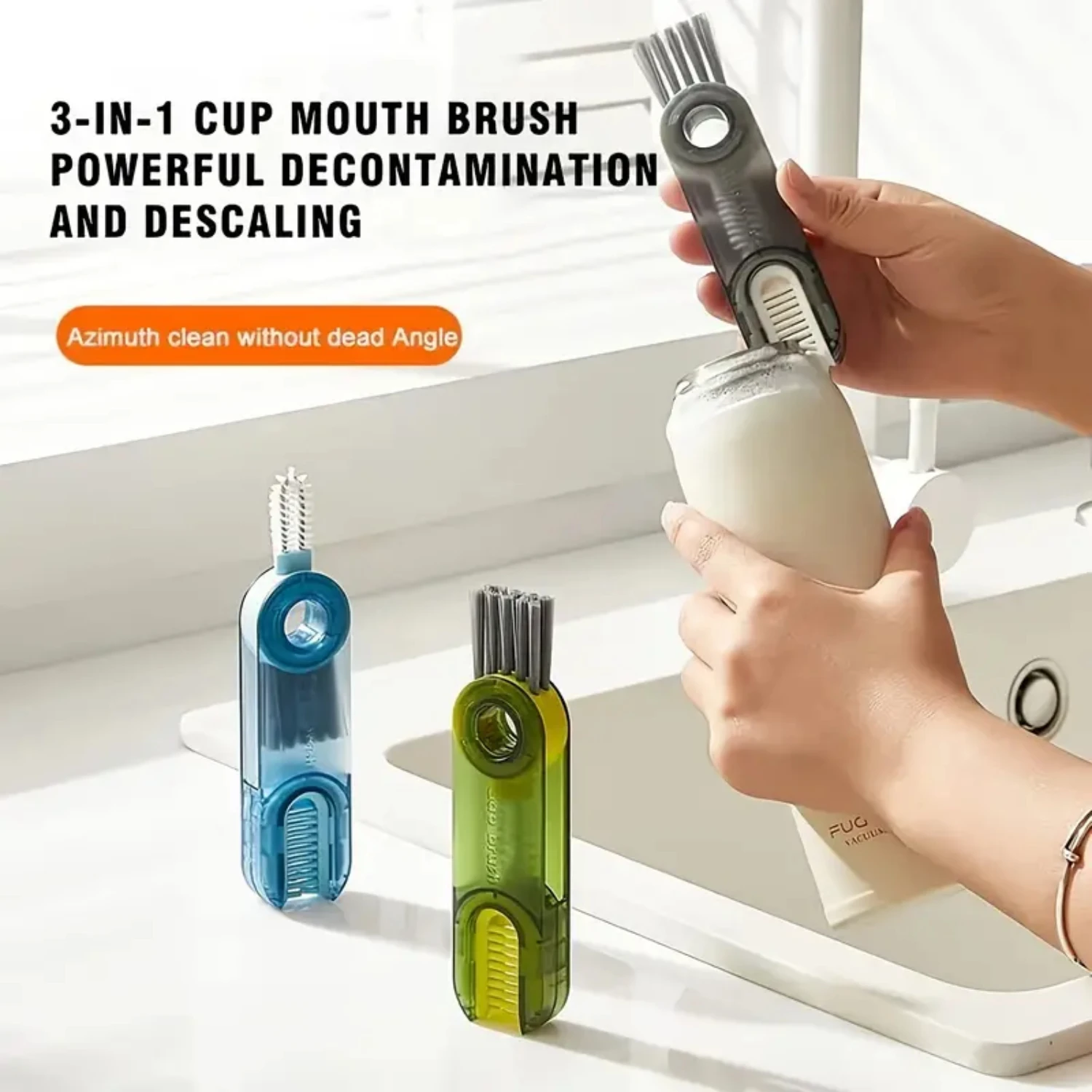 3 In 1 Tiny Bottle Cup Lid Detail Brush Straw Cleaner Tools, Multi-Functional Crevice Cleaning Brush, Water Bottle Cleaning Brus