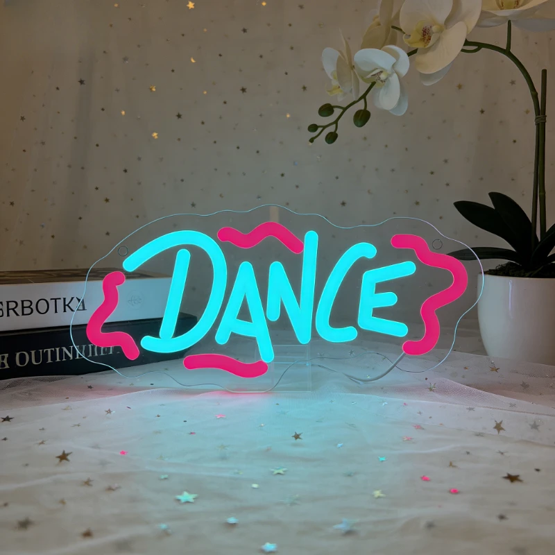 

Неоновая вывеска DANCE для дома, бара, кафе, свадьбы, яркая светодиодная неоновая лампа, диммируемая, для спальни, гостиной, декор для стен, подарок на День святого Валентина