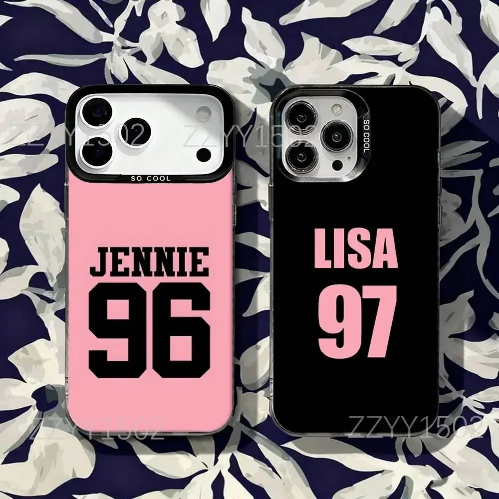 

KPOP L-LISA-S-J-JennieS-R-RoseSPhone Case For iPhone 17,16,15,14,13,12,X,8,Pro,Max,Plus,SE4,Air,Mini Number HD Black IMD Matte