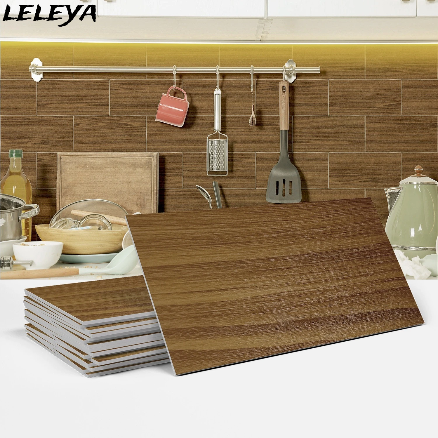 

16/32 Pcs Thick Retro Tile Decals for Kitchen Tailboard Bathroom Renovation Home Decoration Wood Grain Matte Foam Decals