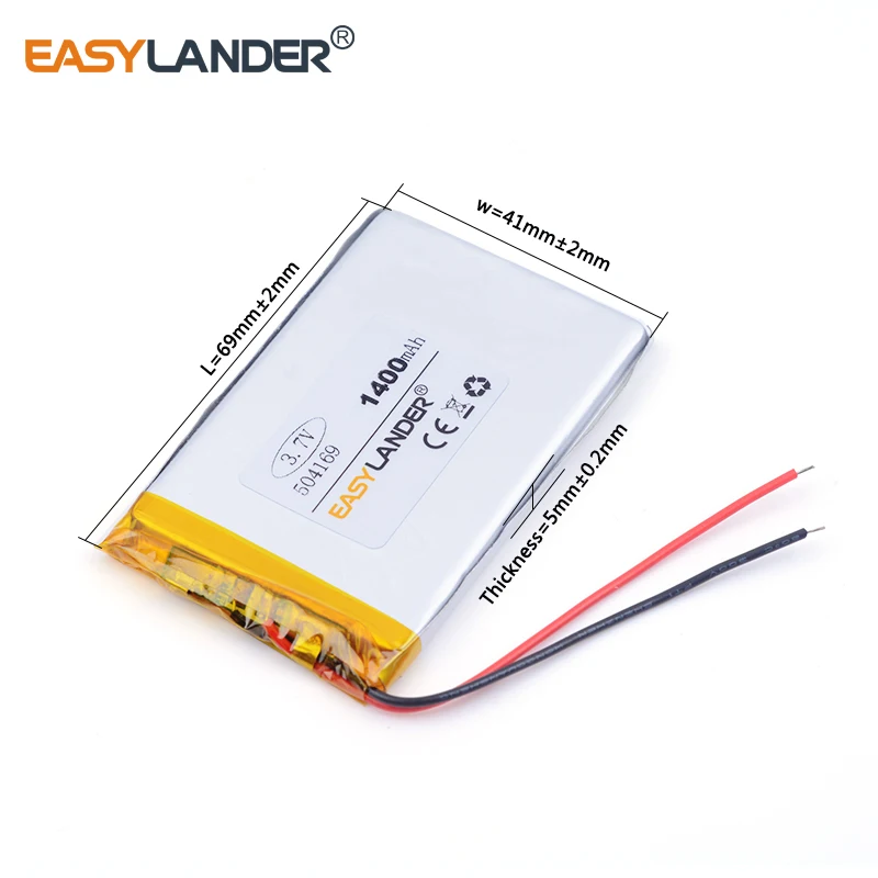 3.7V 1400mah 504169 Rechargeable Lithium Li-ion Li Polymer Battery For navigator GPS traveling recorder toys PDA Tools