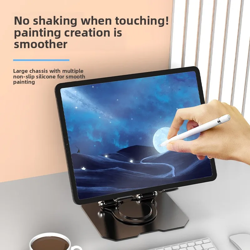 360° Rotatable Tablet Stand Adjustable Foldable Desktop Stand Holder For Samsung Tab iPad Air 13 Lazy Folding Metal Tablet Stand view 4