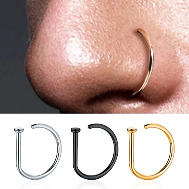 Women Men Fake Piering Nose Ring Earrings Fashion punk Non Piercing Nose Clip Stainless Steel Perforation Septum Body Jewelry