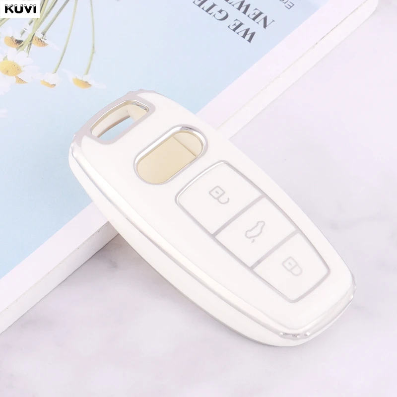 Kuvi Fashion TPU Car Remote Key Case Cover For Audi A3 A4 B9 A6 A7 4K A8 E-tron Q5 Q8 C8 D5 SQ8 Key Protection Bag Accessories