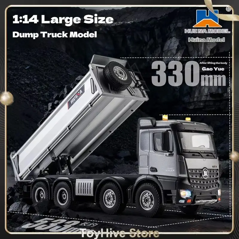 【Stock】Huina 536pro 13-Channel 1:14 Alloy Rc Full-Scale 8-Wheel Heavy-Duty Engineering Dump Truck Remote Control Toy With Lights