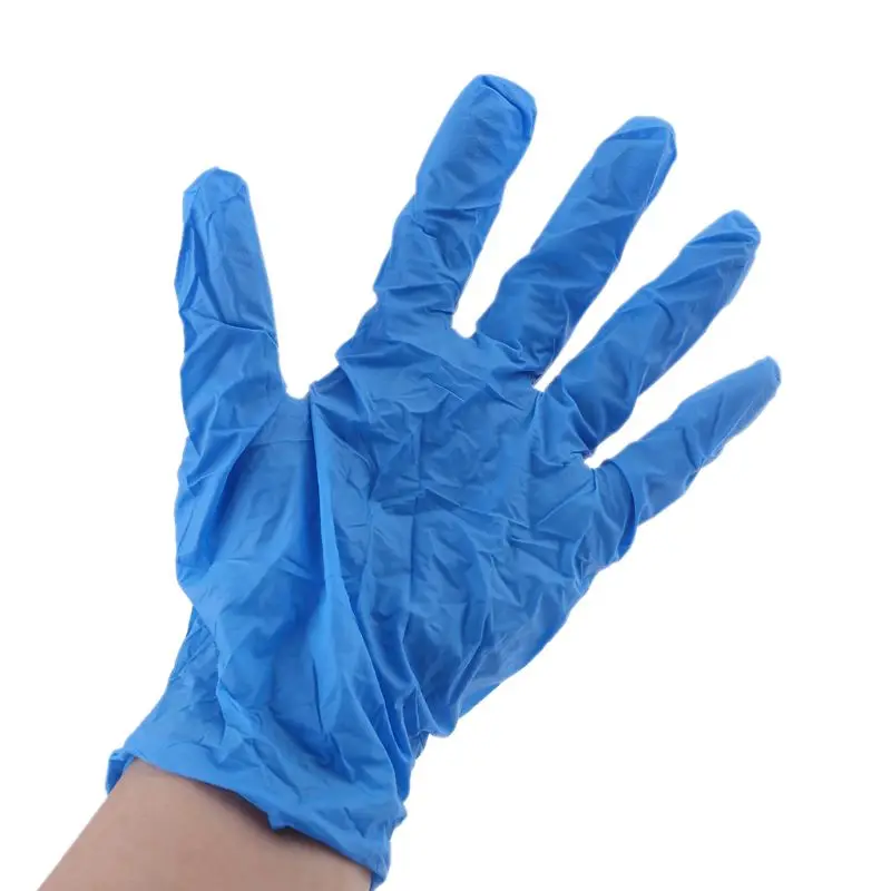 100pcs Blue Waterproof Disposable Washing Cleaning Nitrile Gloves Work Safety Gloves Mittens