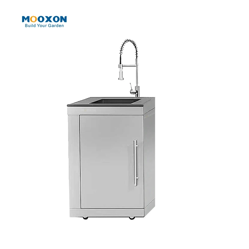 Outdoor Kitchen With Lockable Wheels And Adjustable Feet For Stable Outdoor Use