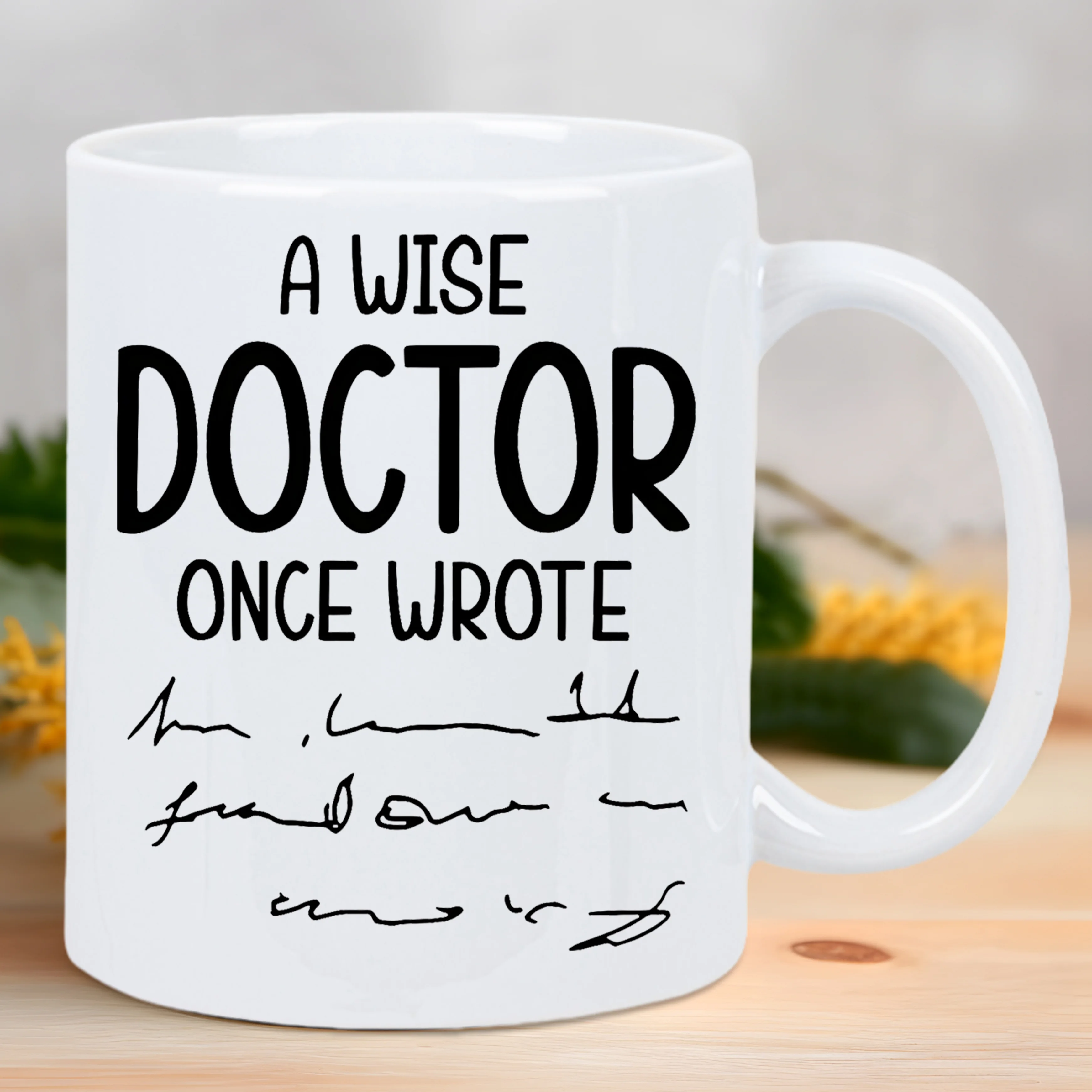 قطعة واحدة، كوب قهوة من السيراميك من Wise Doctor Quote سعة 11 أونصة - كوب فقط قابل لإعادة الاستخدام لغسل اليدين للمشروبات - متعدد الأغراض، لا حاجة للكهرباء
