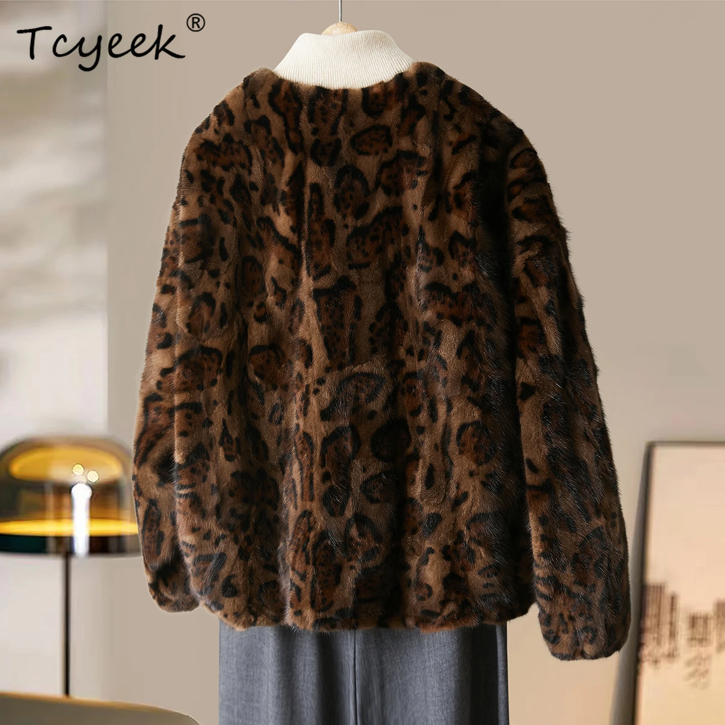 

Tcyeek Real Mink Fur Coat Women Winter Clothes Patchwork Mink Womens Coat Fashion Warm New in Coats Real Fur Fourrure Femme