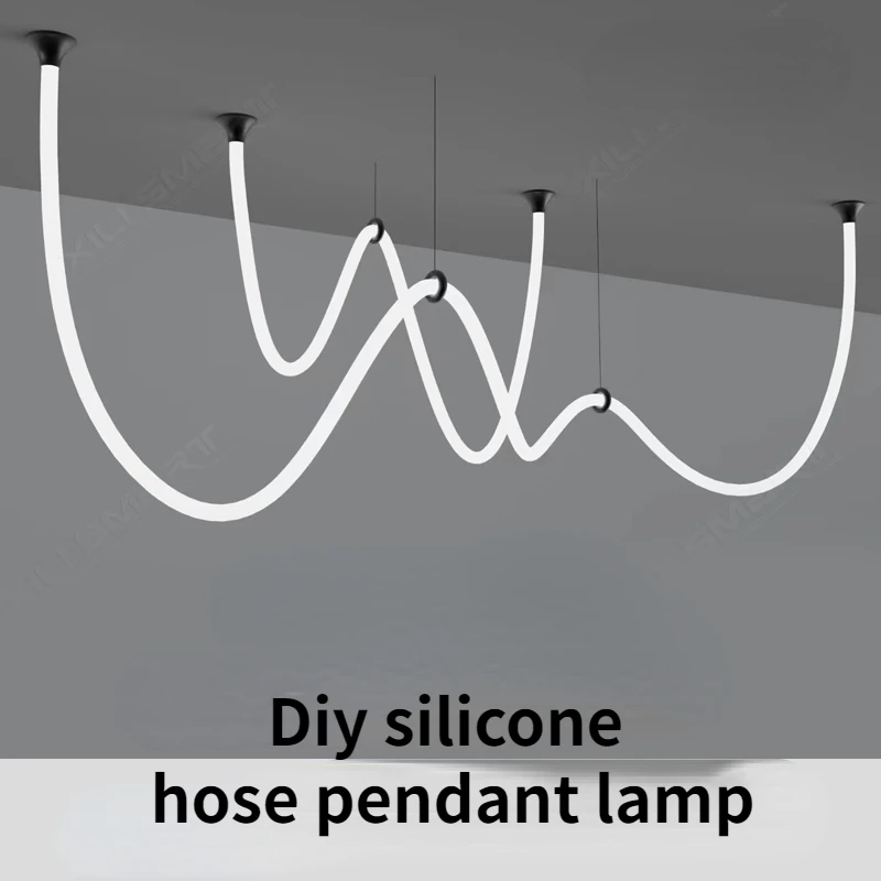 DIY silikonowy żyrandol lampa sufitowa projektant kreatywny pasek restauracja lampa wisząca minimalistyczna sztuka lampa wisząca z wężem silikonowym