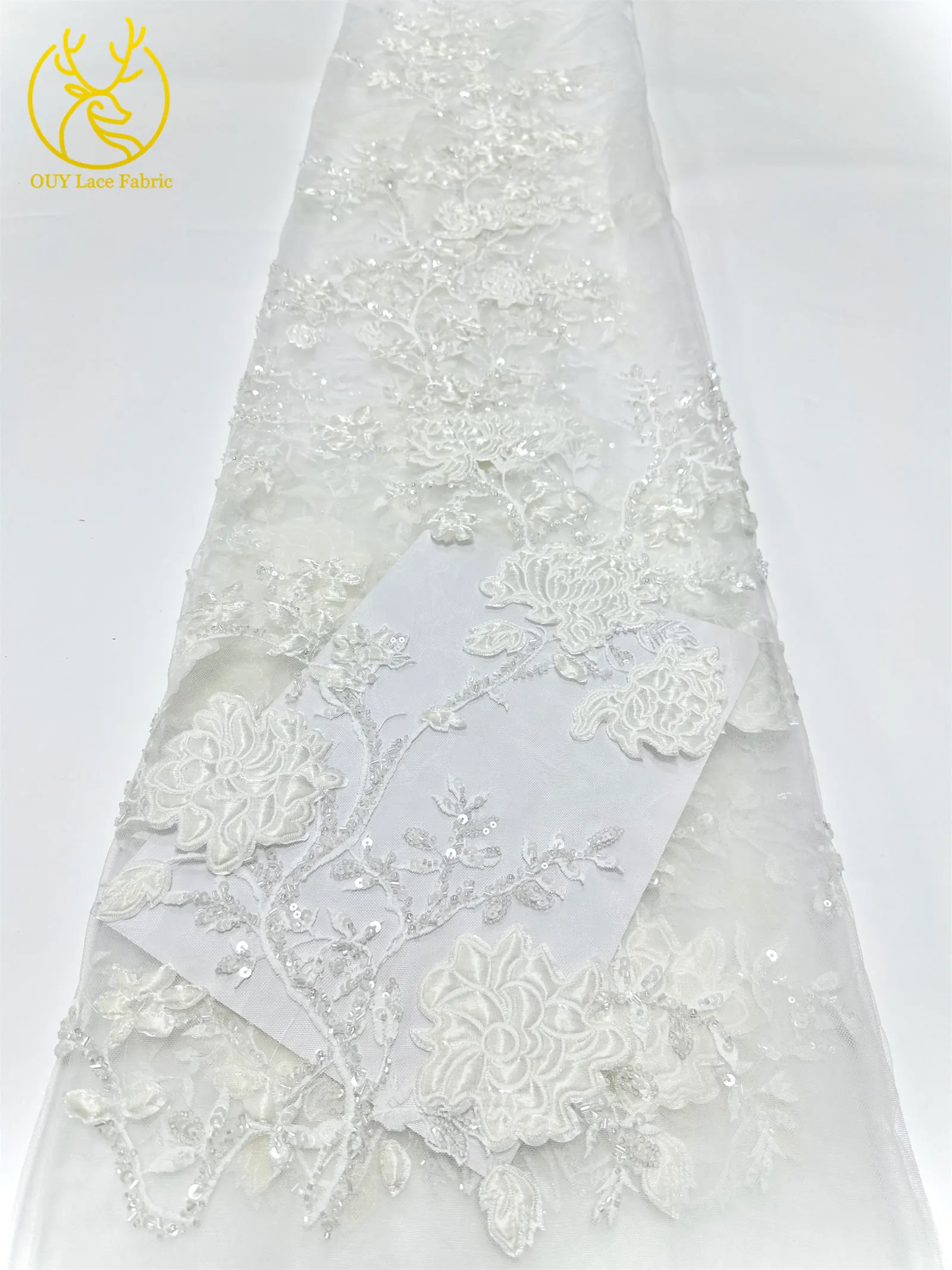 Neue französische Pailletten handgemachte 3D-Blumenperlen-Mesh-Spitze, ziemlich beliebter afrikanischer Hochzeits-Damenstoff, Partykleid-Nähen